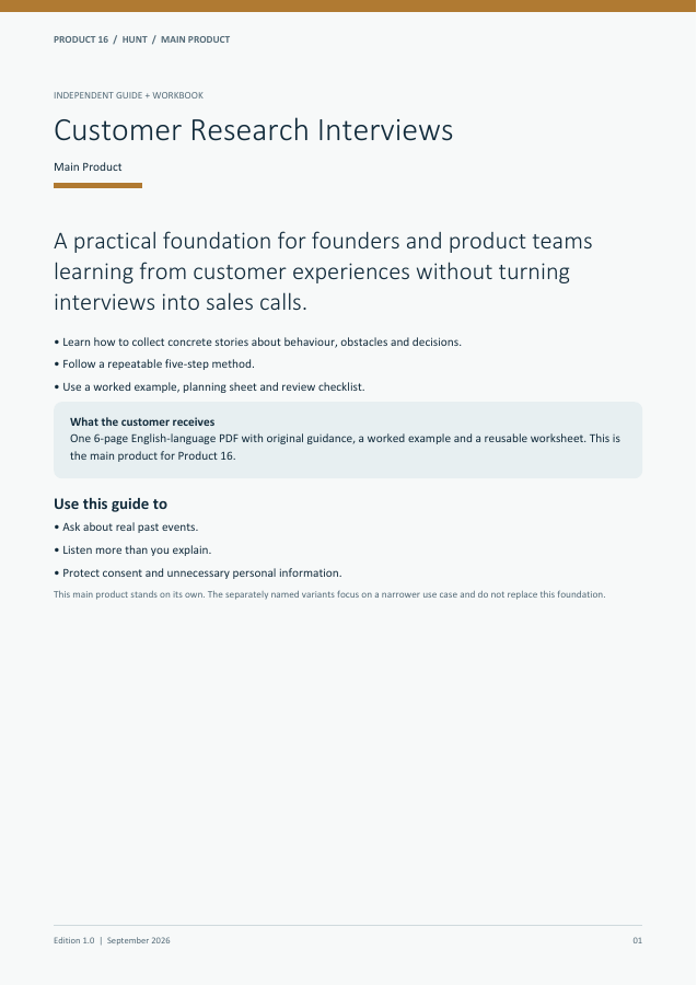 Customer Research Interviews guide cover