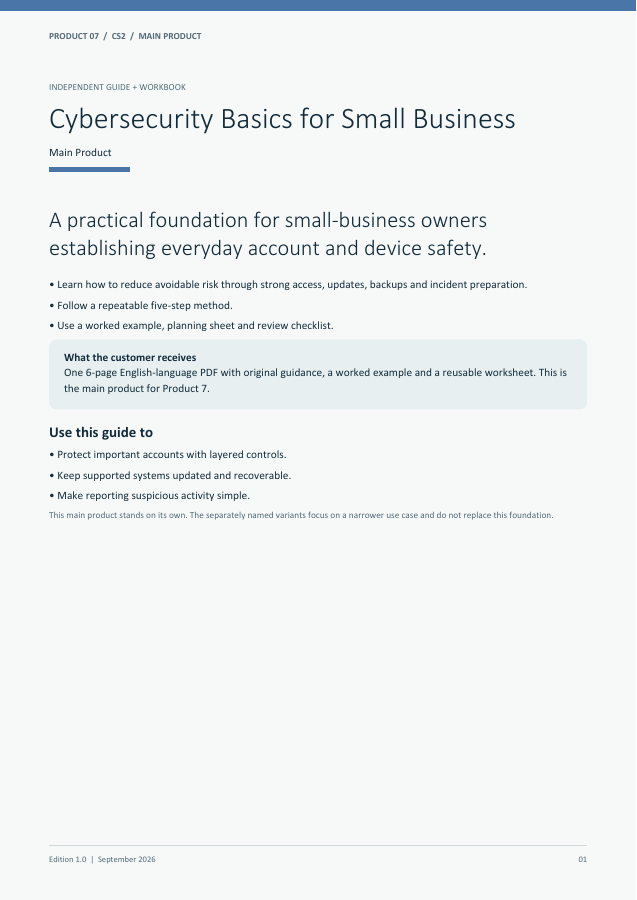Cybersecurity Basics for Small Business guide cover