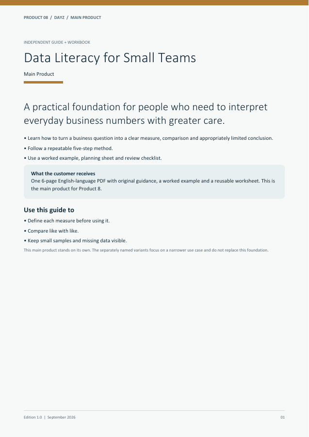 Data Literacy for Small Teams guide cover