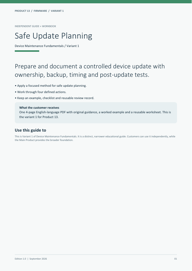 Safe Update Planning guide cover