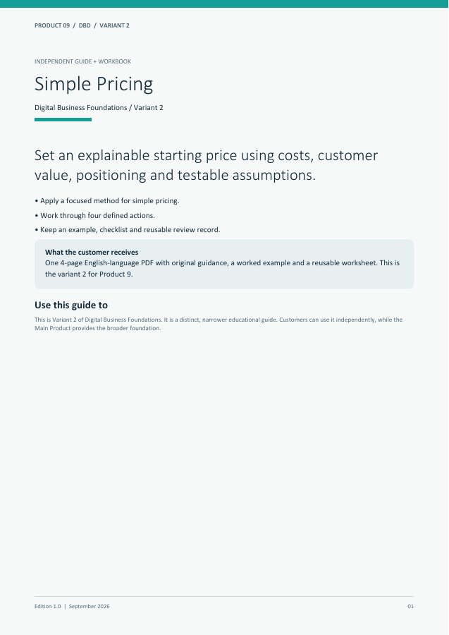 Simple Pricing guide cover