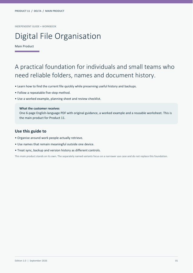 Digital File Organisation guide cover