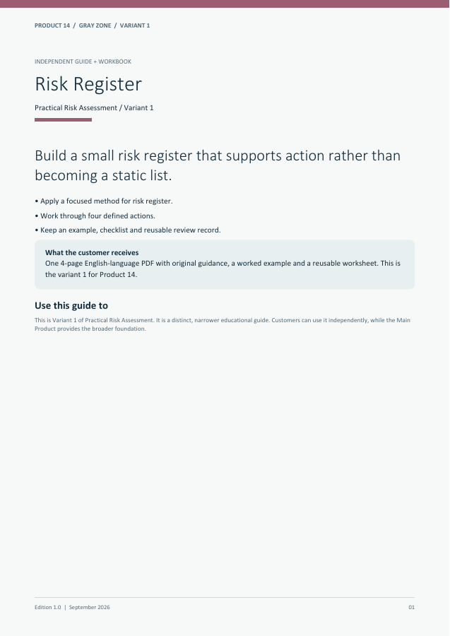 Risk Register guide cover