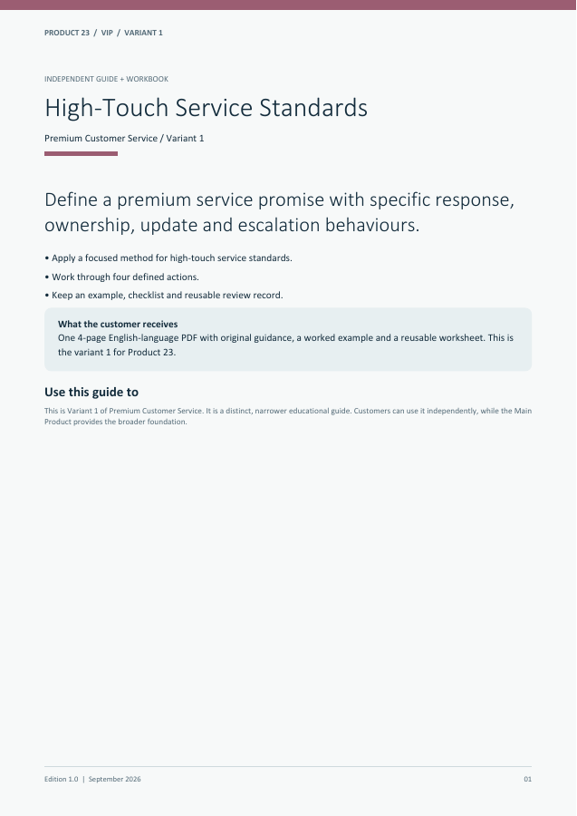 High-Touch Service Standards guide cover