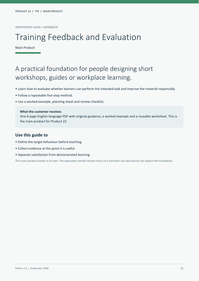 Training Feedback and Evaluation guide cover